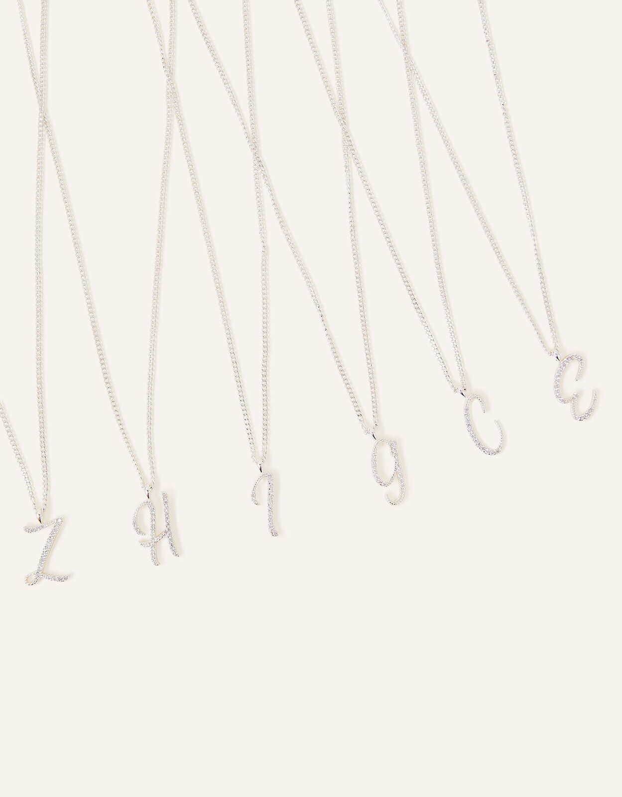 Sterling Silver Plated Initial Pendant Necklace White