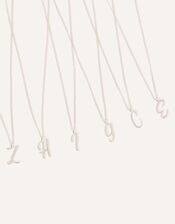 Sterling Silver-Plated Initial Pendant Necklace, White (ST CRYSTAL), large