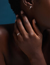 Sterling Silver Diamante Adjustable Ring, , large