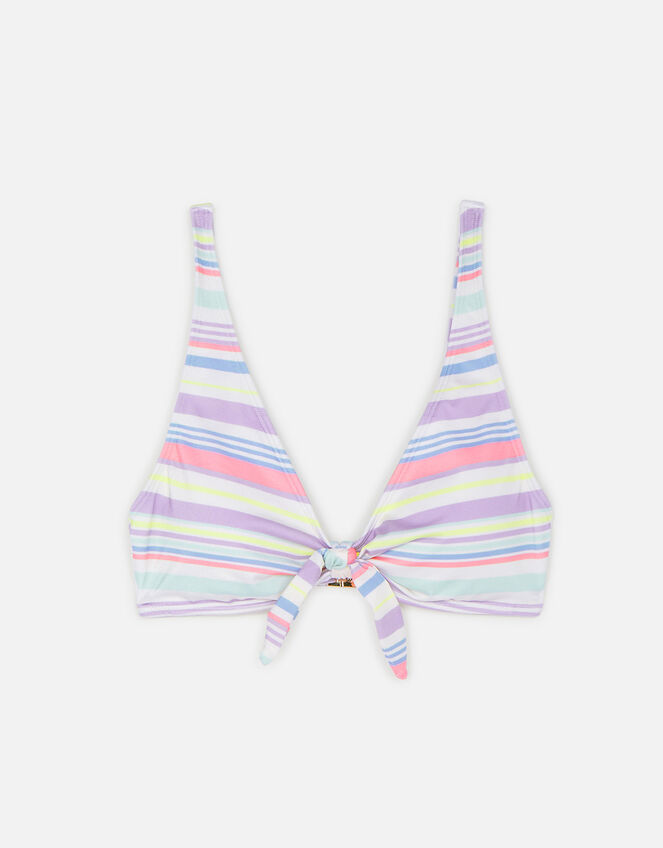 Pastel Stripe Bunny Tie Bikini Top, Multi (PASTEL-MULTI), large