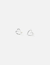 Sterling Silver Cut-Out Heart Studs, , large