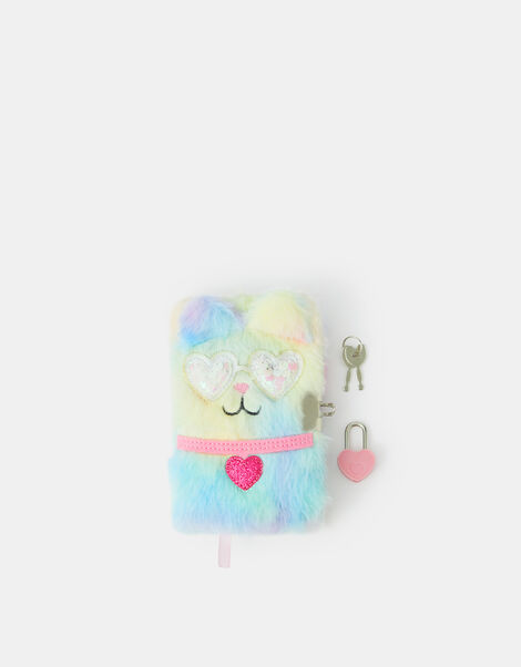 Girls Ombr&eacute; Fluffy Cat Lockable Journal, , large