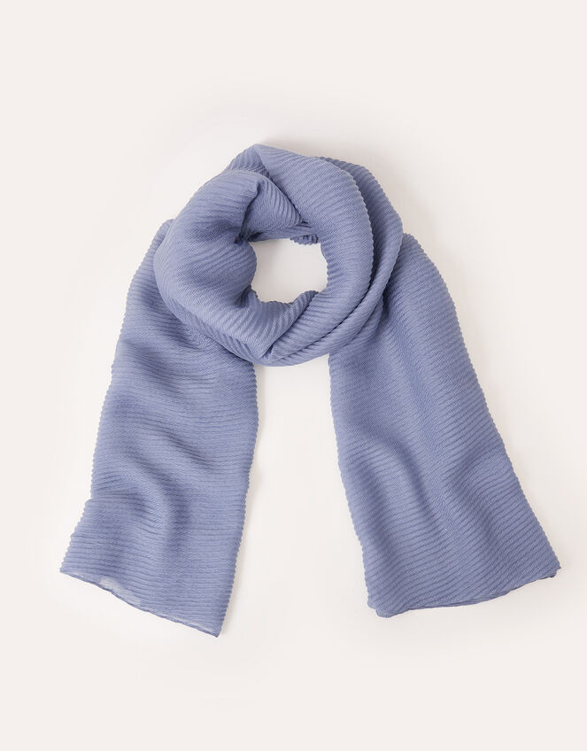 Lightweight Pleat Scarf, Blue (BLUE), large