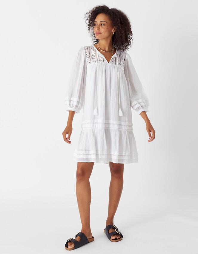 Lace Insert Cover Up Dress, Ivory (IVORY), large