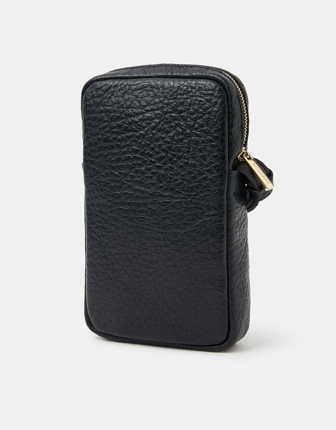 Faux Leather Crossbody Phone Bag, Black (BLACK), large