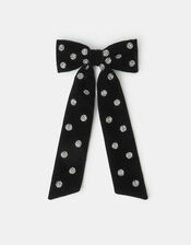 Velvet Polka Dot Bow Hair Clip, , large