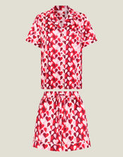 Heart Satin Short Pyjamas Set, Red (RED), large