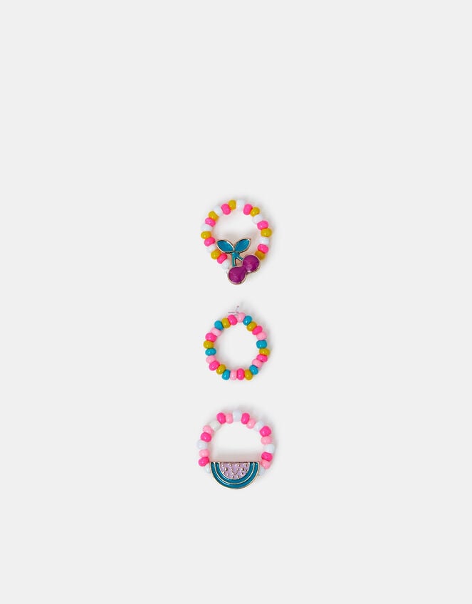 3-Pack Girls Fruit Beaded Rings, , large