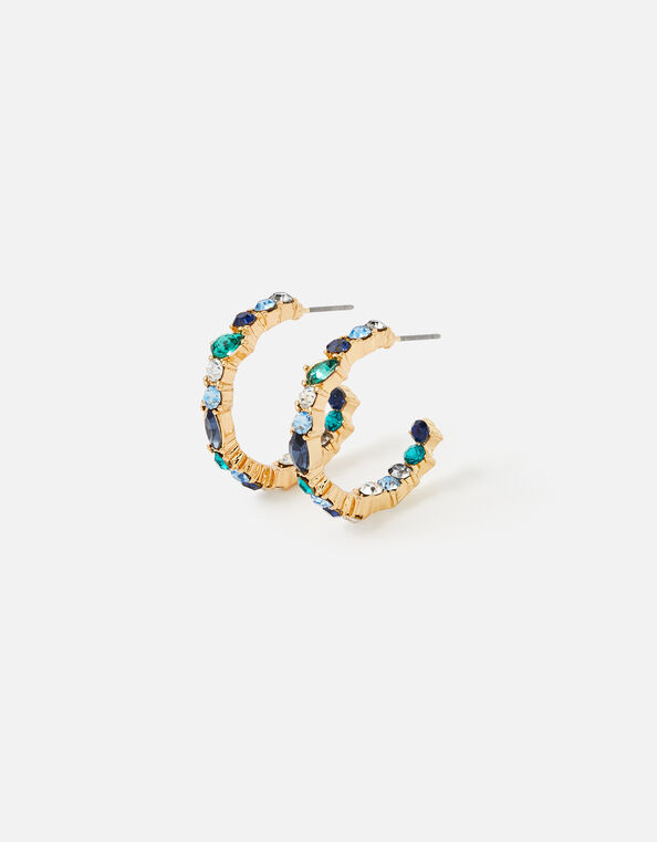 Blue Harvest Eclectic Stone Hoop Earrings, , large