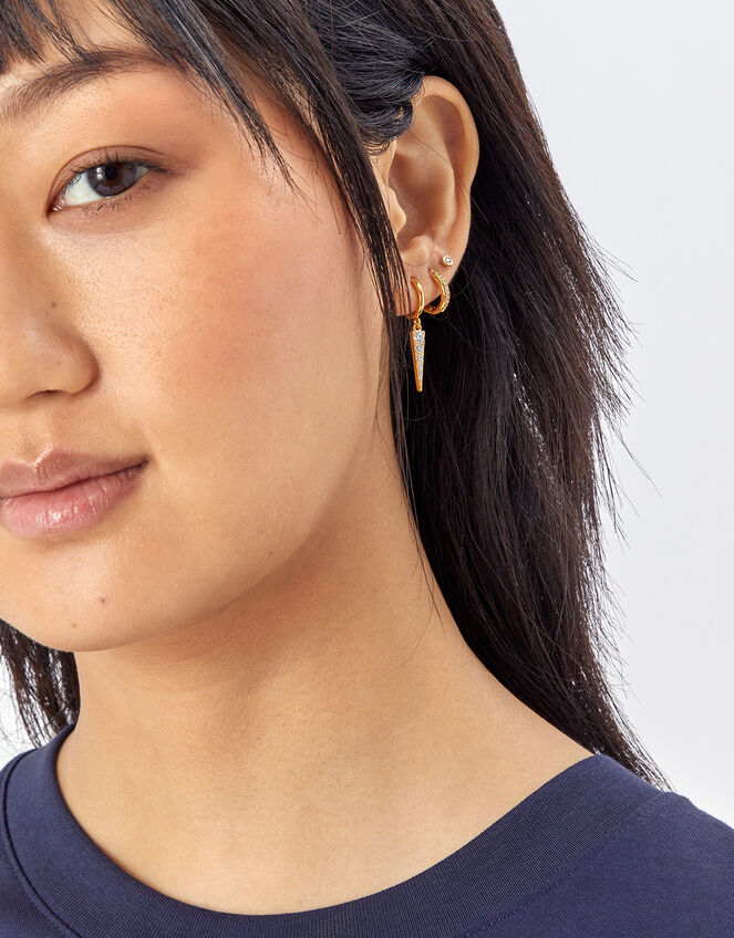 14ct Gold-Plated Sparkle Spike Charm Earrings, , large