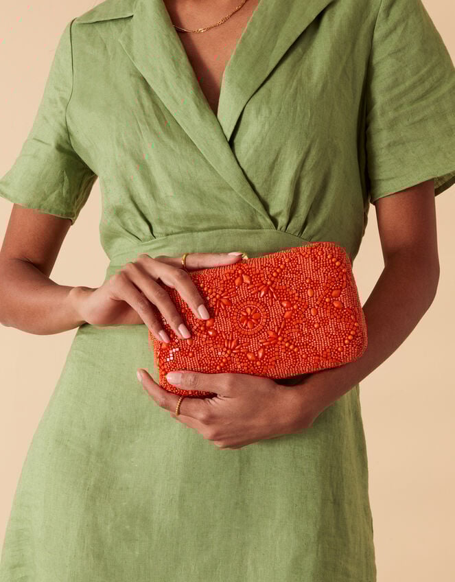 Beaded Hardcase Clutch, , large
