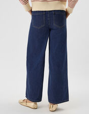 Denim Pintuck Wide Leg Trousers, Blue (DARK BLUE), large