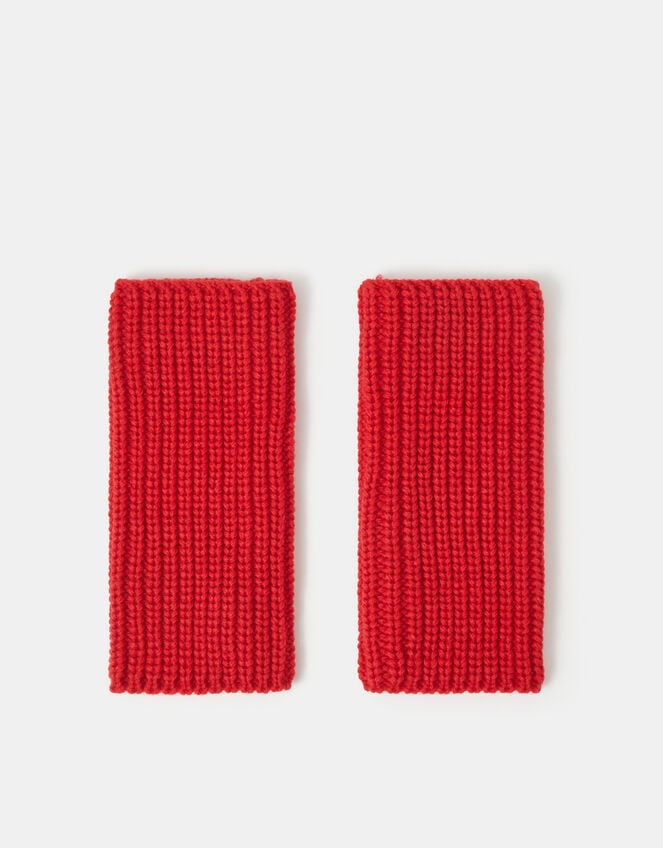 Chunky Knit Wrist Warmers, Red (RED), large