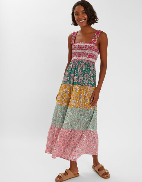 Paisley Print Tiered Maxi Dress, Multi (BRIGHTS MULTI), large