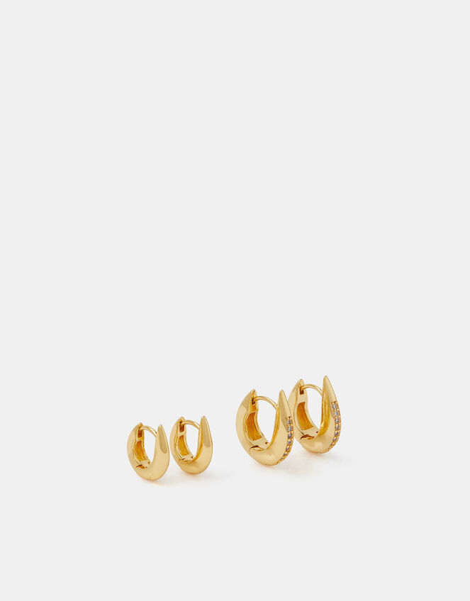 2-Pack 14ct Gold-Plated Hook Hoop Earrings, , large