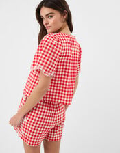Cutwork Gingham Top, Red (RED), large