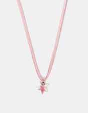 Girls Starfish Pendant Cord Necklace Pink, , large