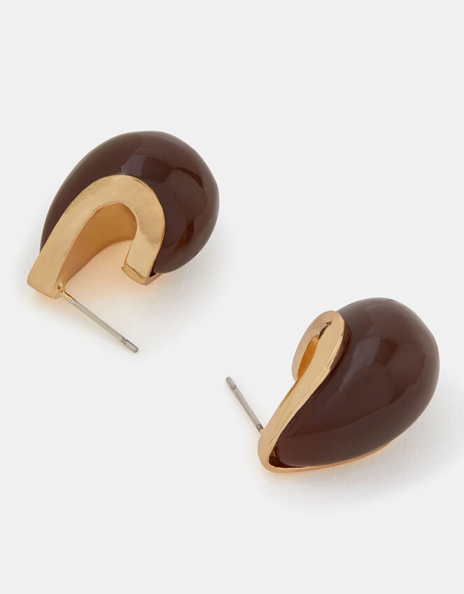 Resin Curve Teardrop Earrings, , large