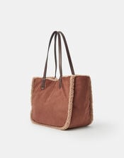 Reversible Faux Shearling Shoulder Bag, , large
