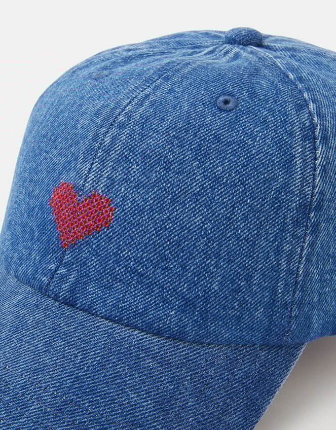 Heart Denim Baseball Cap, , large