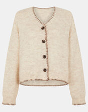 Blanket Stitch Cardigan, Camel (OATMEAL), large