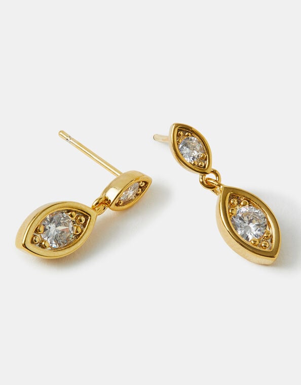 14ct Gold-Plated Diamanté Drop Earrings, , large