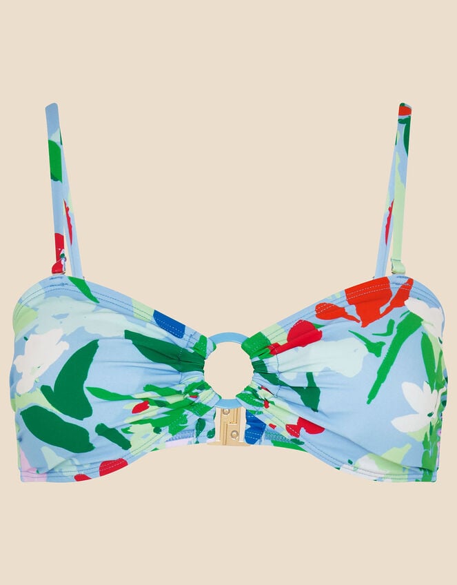 Abstract Floral Ring Detail Bandeau Bikini Top, Multi (BRIGHTS-MULTI), large