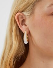 Oval Resin Hoop Earrings, , large