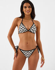 Mono Crochet Tie Side Bikini Bottoms, Black (BLACK WHITE), large