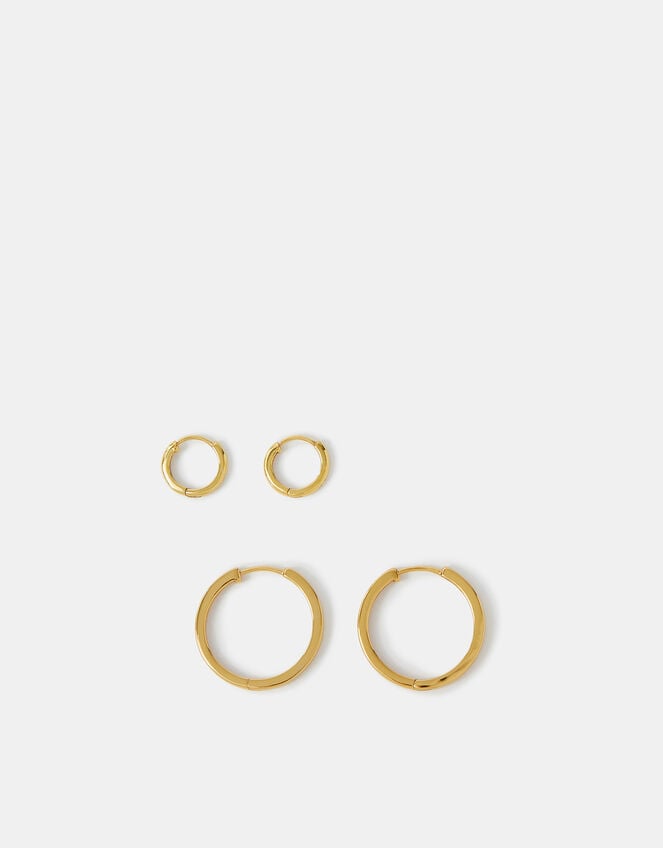 2-Pack 14ct Gold-Plated Hoop Earrings, , large