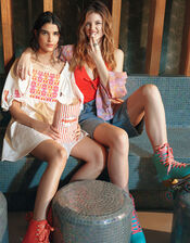 Embroidered Dress in Pure Cotton, Multi (BRIGHTS-MULTI), large