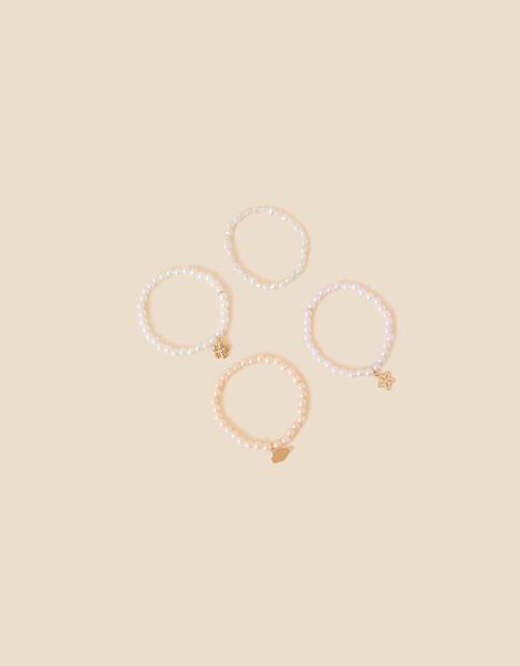Girls Pearl Bracelets 4 Pack, , large