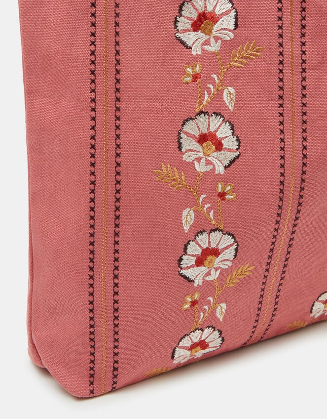 Floral Embroidered Shopper Bag, , large