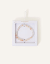 Semi-Precious Beaded Stone Bracelet, White (WHITE), large
