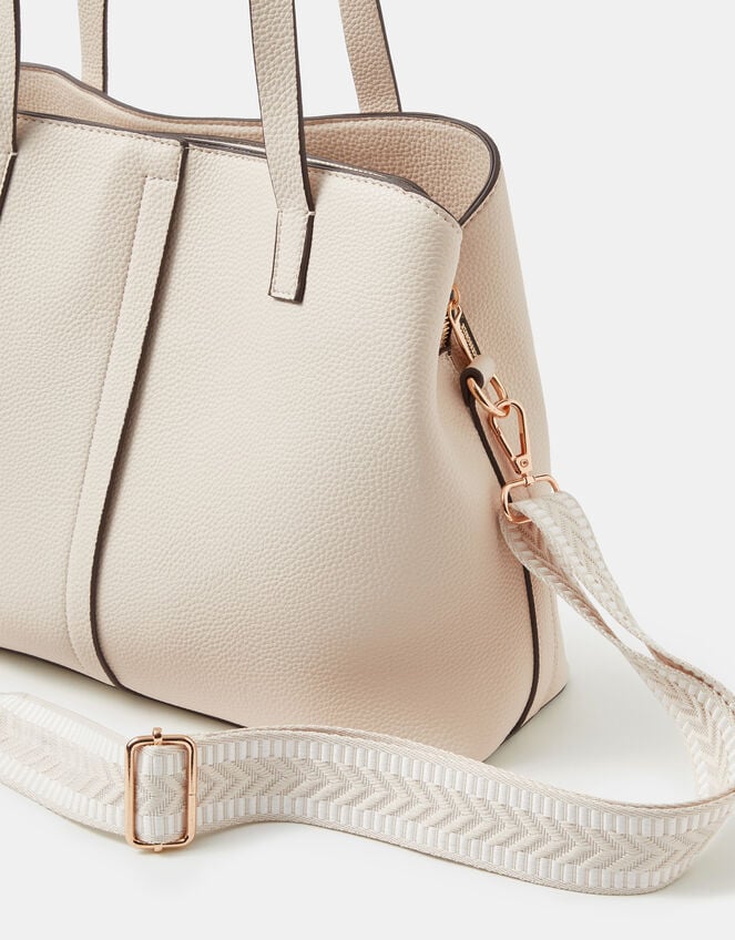 Webbing Strap Tote Bag, Cream (CREAM), large