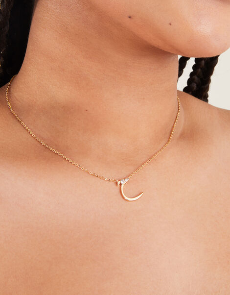 14ct Gold-Plated Arabic Initial Pendant Necklace - H (Haa), , large