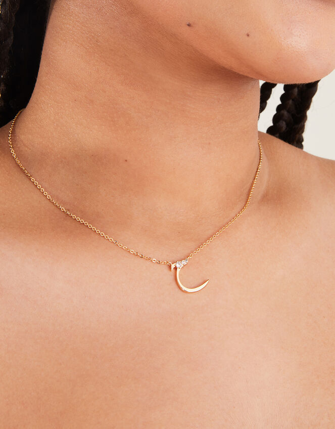 14ct Gold-Plated Arabic Initial Pendant Necklace - H (Haa), , large