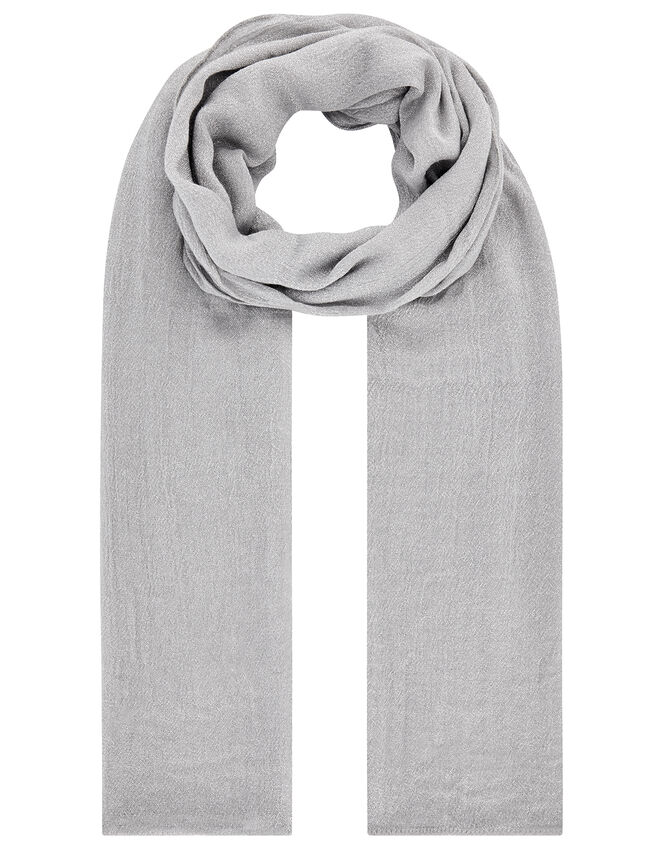 Metallic Lightweight Scarf, Silver (SILVER), large