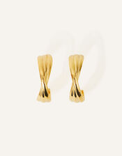 14ct Gold-Plated Large Twist Hoop Earrings, , large