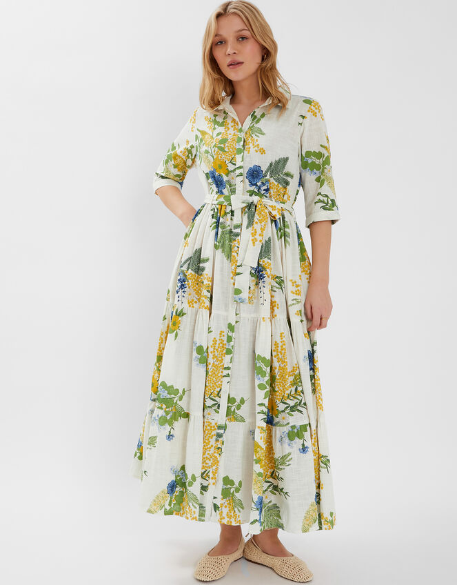 Floral Print Maxi Shirt Dress, Multi (PASTEL MULTI), large