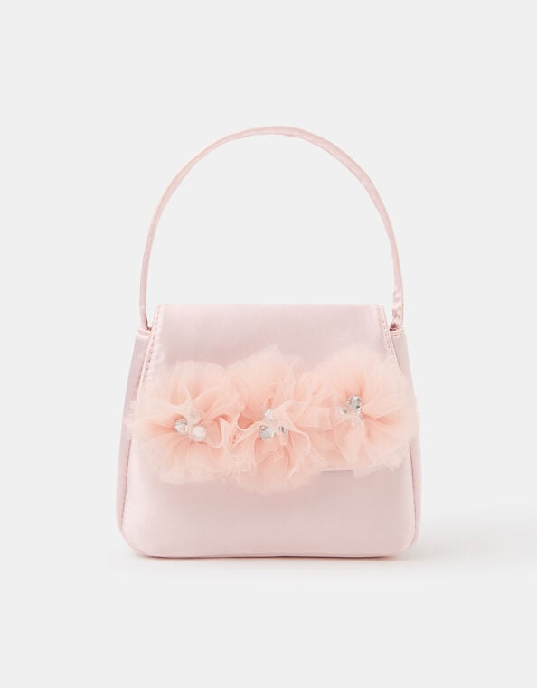 Girls Tulle Flower Satin Bag, , large