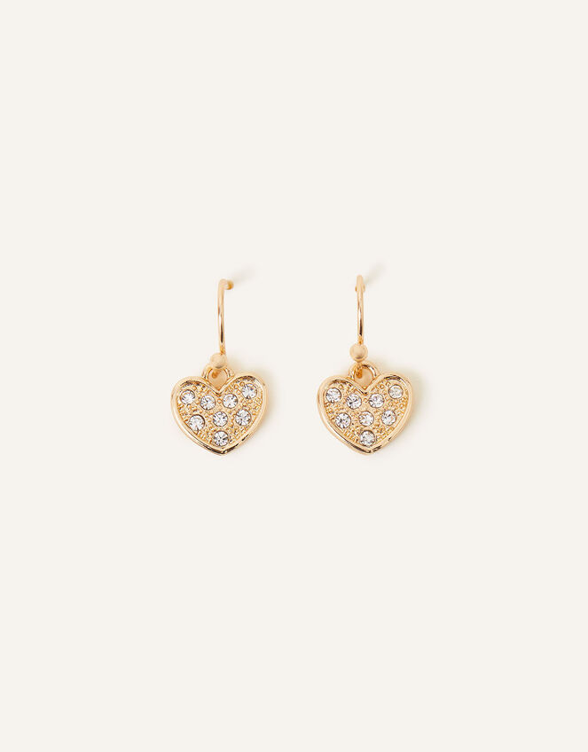 Pave Heart Short Drop Earrings, , large