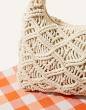 Macrame Zip Top Shoulder Bag, , large
