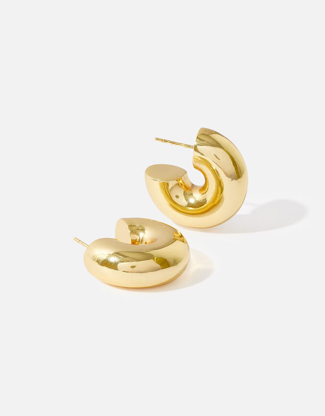 14ct Gold-Plated Chunky Bubble Hoop Earrings, , large