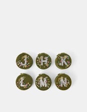 Round Initial Velvet Jewellery Box, Green (OLIVE), large