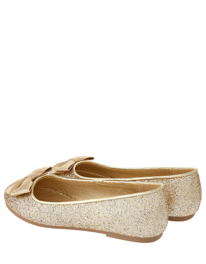 Shimmer Bow Ballerina Shoes, Gold (GOLD), large