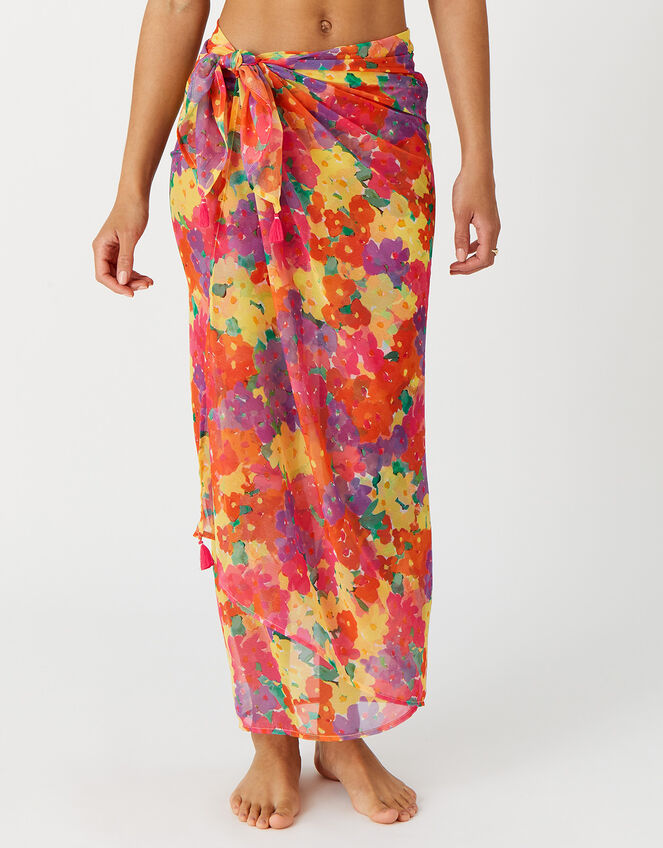 Pop Floral Print Sarong, , large