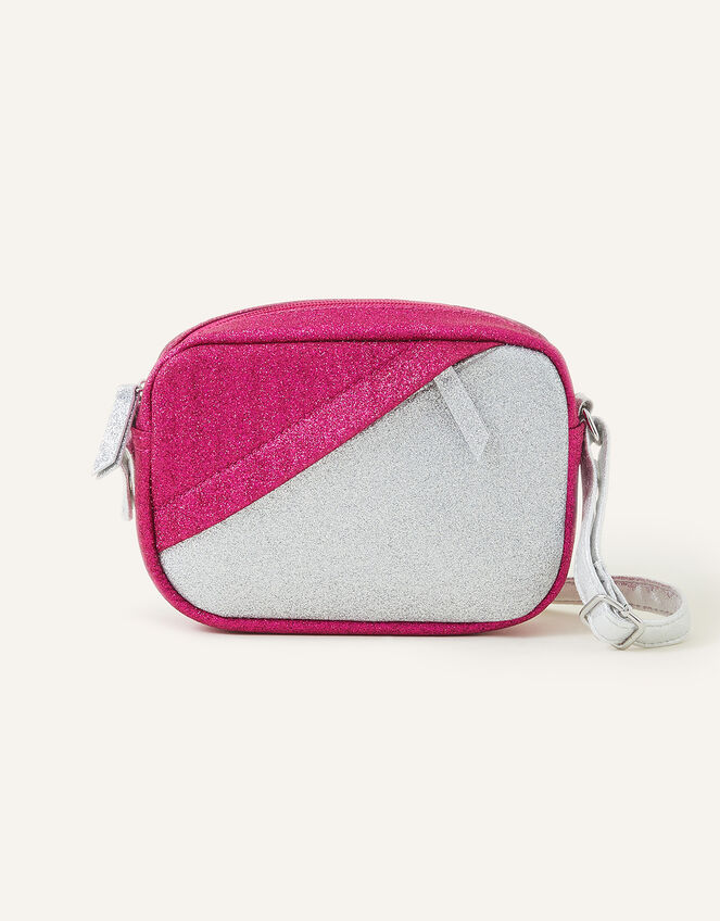 Girls Glitter Panel Cross-Body Bag, , large