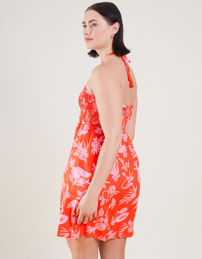 Fruity Floral Bandeau Dress, Orange (ORANGE), large