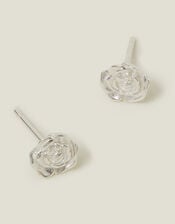 Sterling Silver Rose Stud Earrings, , large